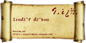Izsóf Ákos névjegykártya
