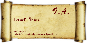 Izsóf Ákos névjegykártya